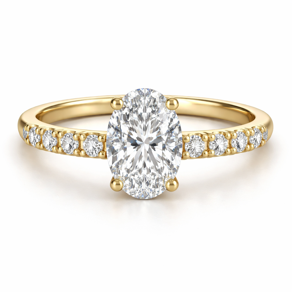 Oval Diamond Halo Ring with Diamonds