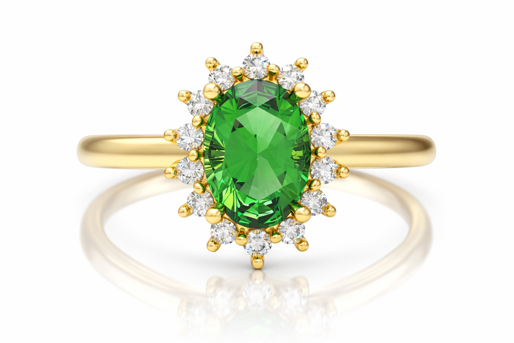 Emerald & Diamond Halo Ring