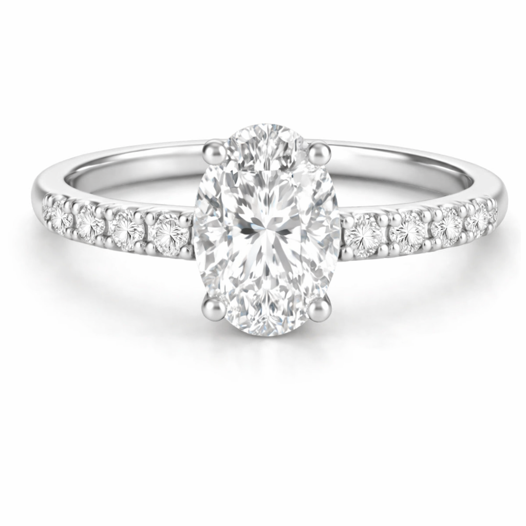 Oval Diamond Halo Ring with Diamonds